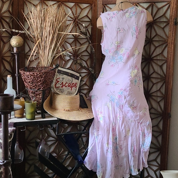SALE TODAY PINK MULTI FLORAL LONGER DRESS SIZE 12 - Picture 13 of 16